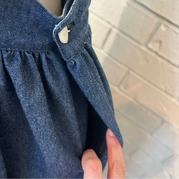 Vintage 80s 90s Armoire Denim Quilt Patch Midi Dress Jumper S M - Picture 8 of 12